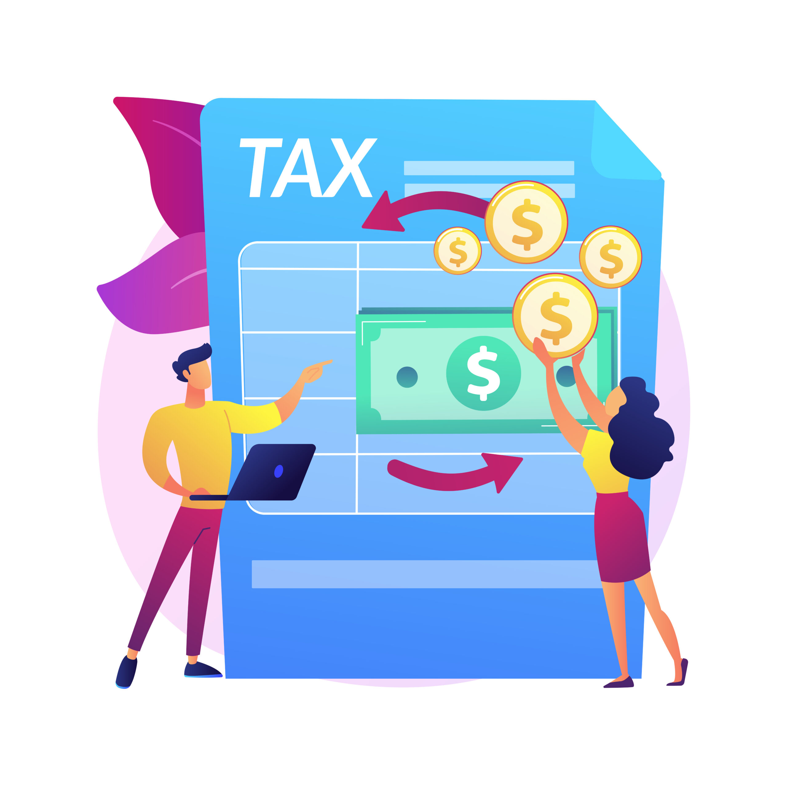 Tax paperwork. Income statement document. Money transaction process. Bookkeeping consultation. Accounting process, invoice payment, financial analysis. Vector isolated concept metaphor illustration