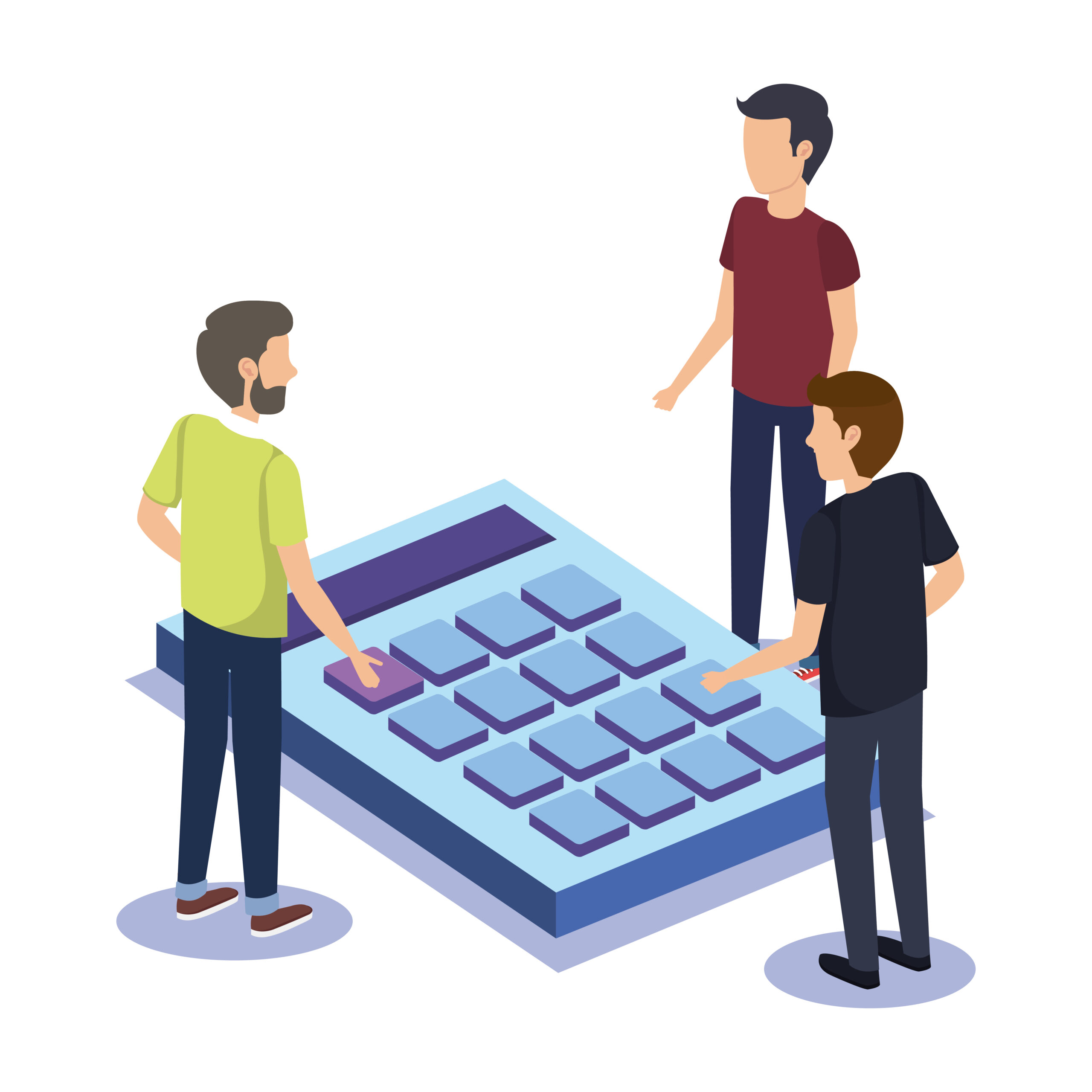 group of people teamwork with calculator vector illustration design